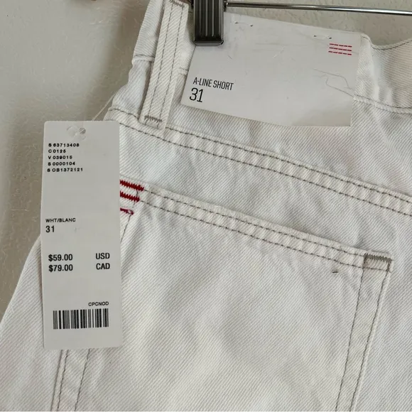 BDG | A-Line White Distressed Denim Shorts