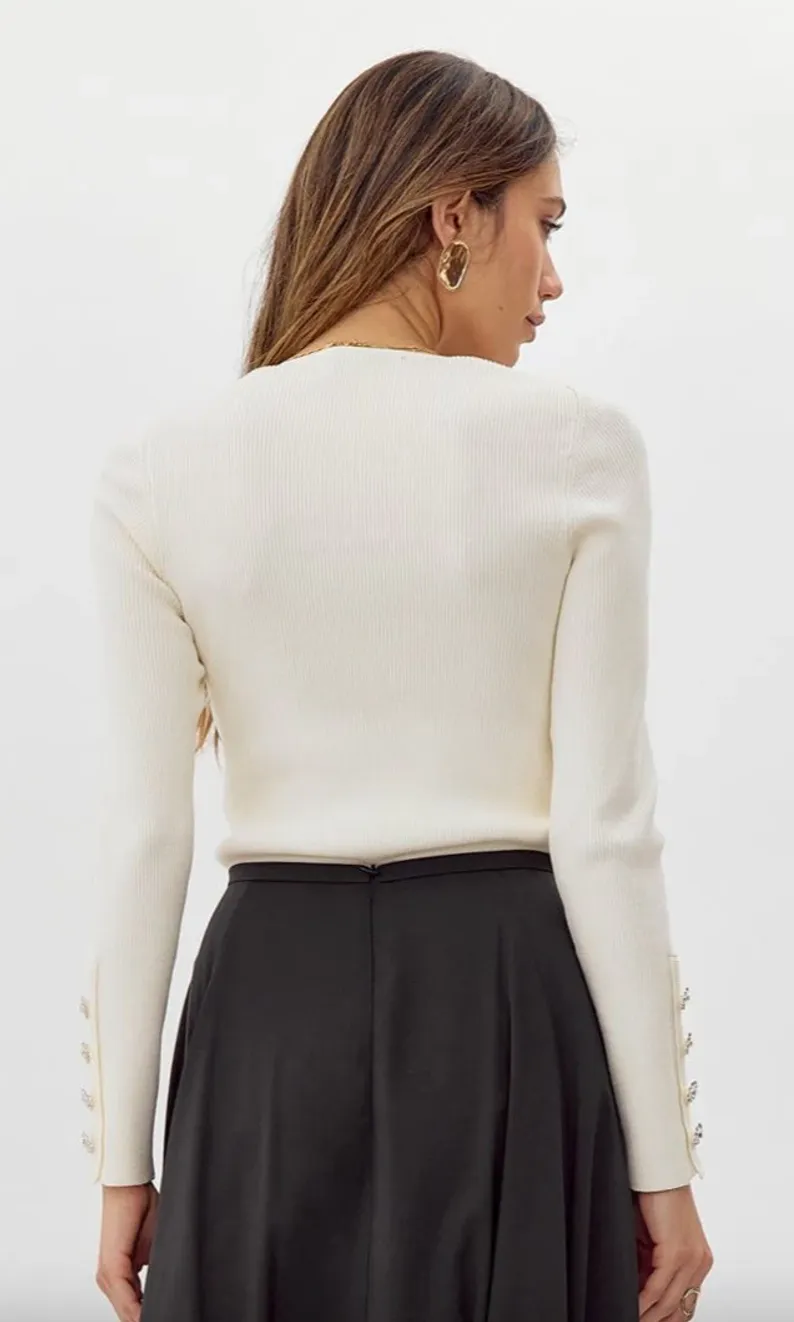 Bea Rib Top-Ivory