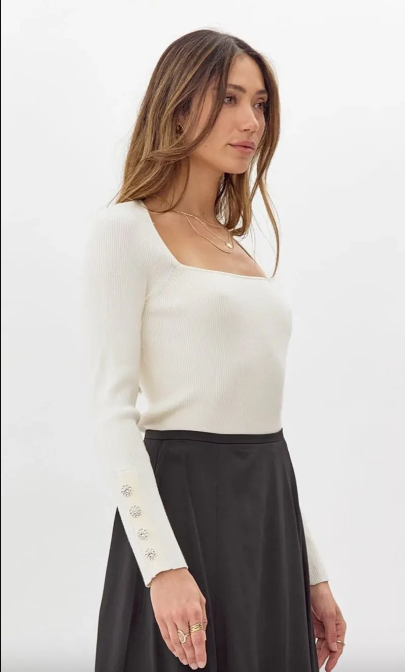 Bea Rib Top-Ivory