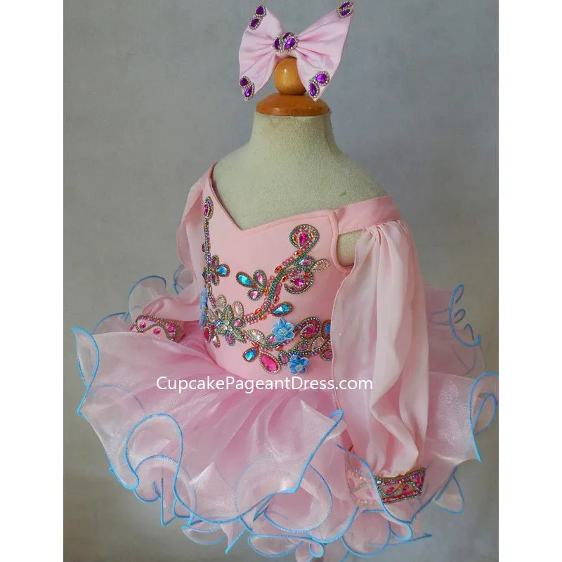 Beautiful Long Sleeve Toddler/Baby Miss/Baby Girl Cupcake Pageant Dress