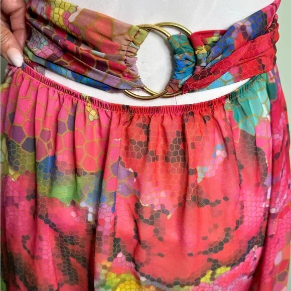 BECCA by Rebecca Virtue Floral Sheer Skirt Casual Beach Cover-Up Size M/L