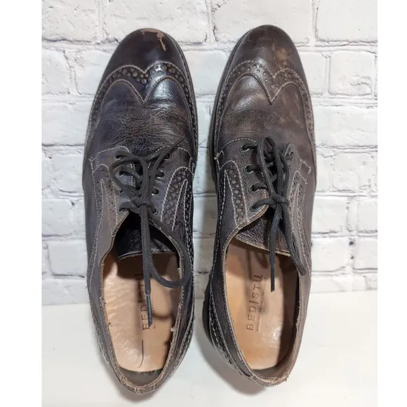 Bed Stu Larino Wing II Taupe Dip Dye Distressed Men's Size 12 Wing Tip Oxford