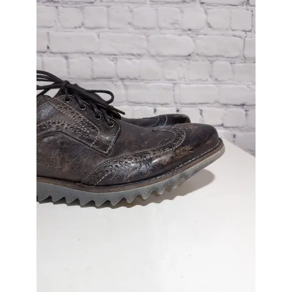 Bed Stu Larino Wing II Taupe Dip Dye Distressed Men's Size 12 Wing Tip Oxford