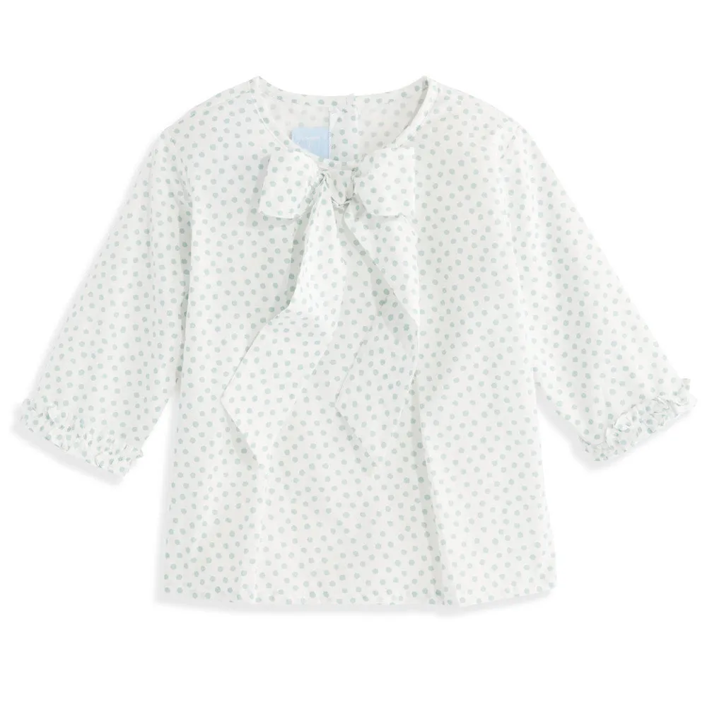 Big Bow Kensington Blouse -- Wasabi Dot