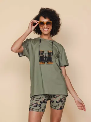 Binoculars T-shirt en Bikershorts set Dames