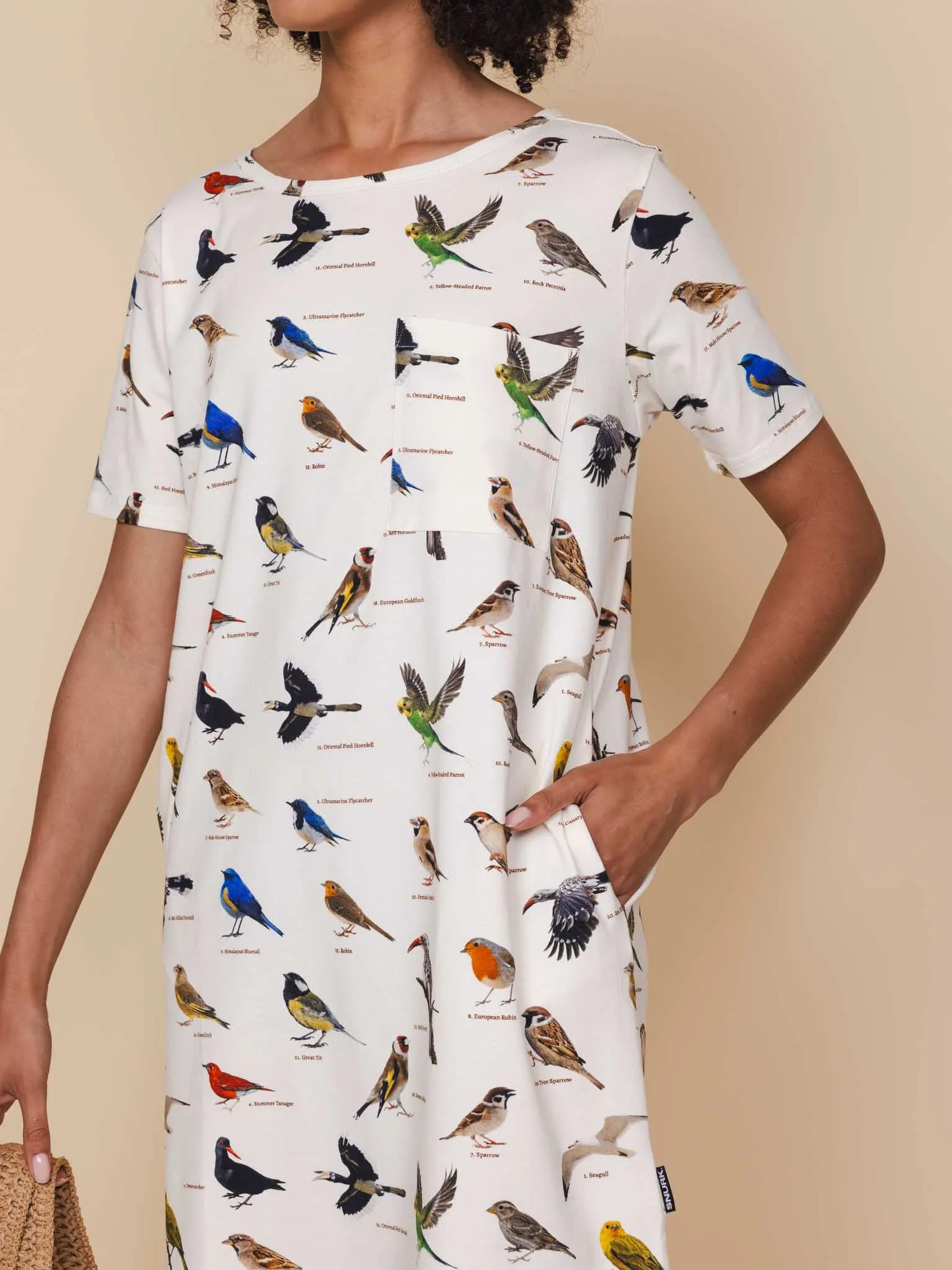 Bird Watching T-shirt Dress Dames