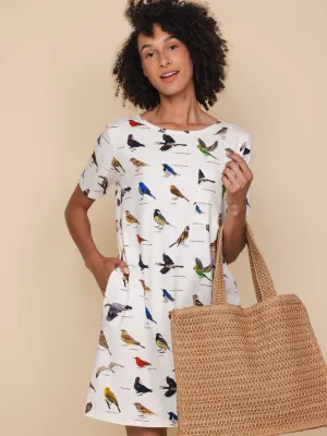 Bird Watching T-shirt Dress Dames