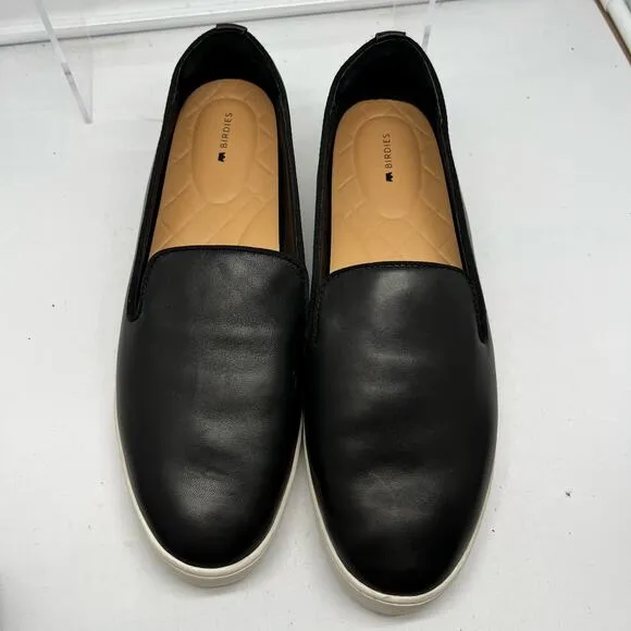 Birdies Shoes Womens 11 The Swift Loafer Black Leather Slip On Flats Sneaker