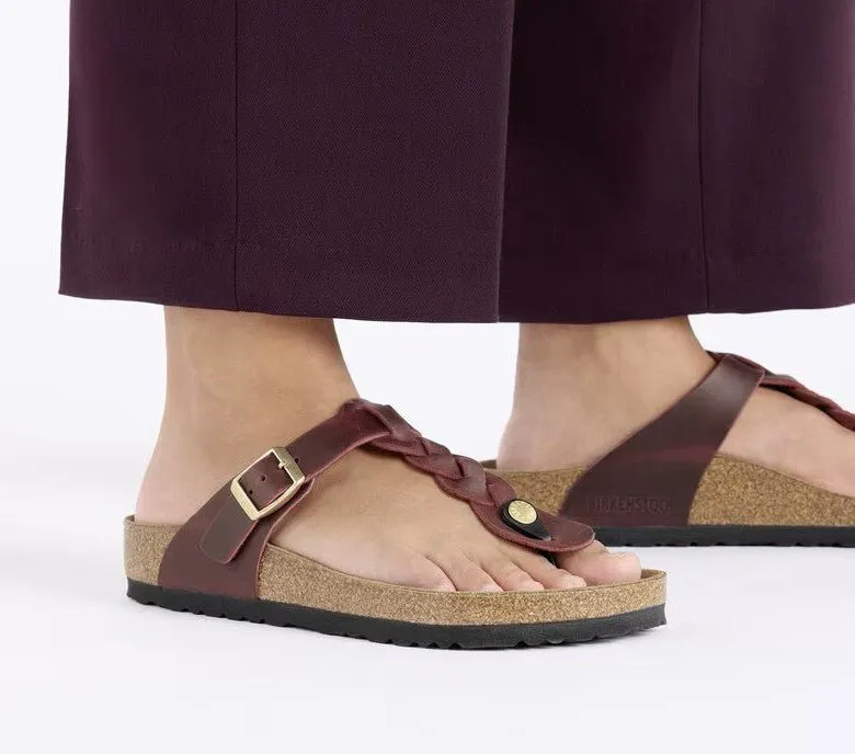 Birkenstock Gizeh Braided Sandals - Zinfandel Oiled Leather | Comfortable Cork Footbed