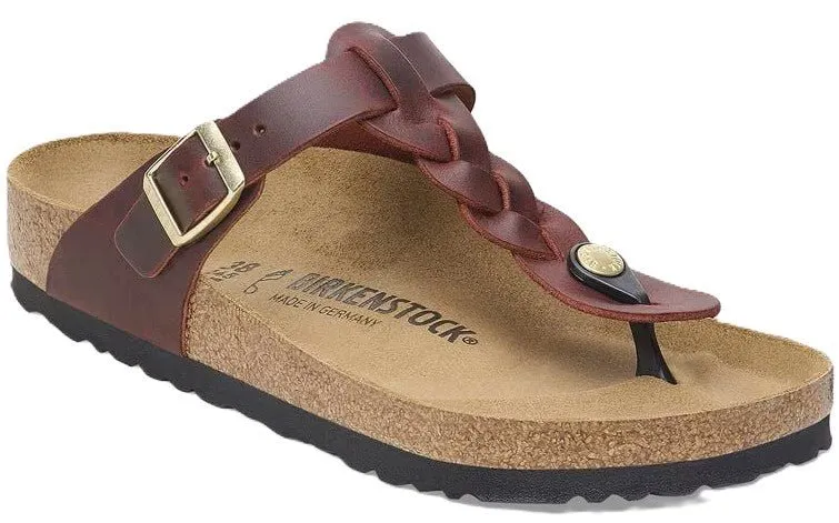 Birkenstock Gizeh Braided Sandals - Zinfandel Oiled Leather | Comfortable Cork Footbed