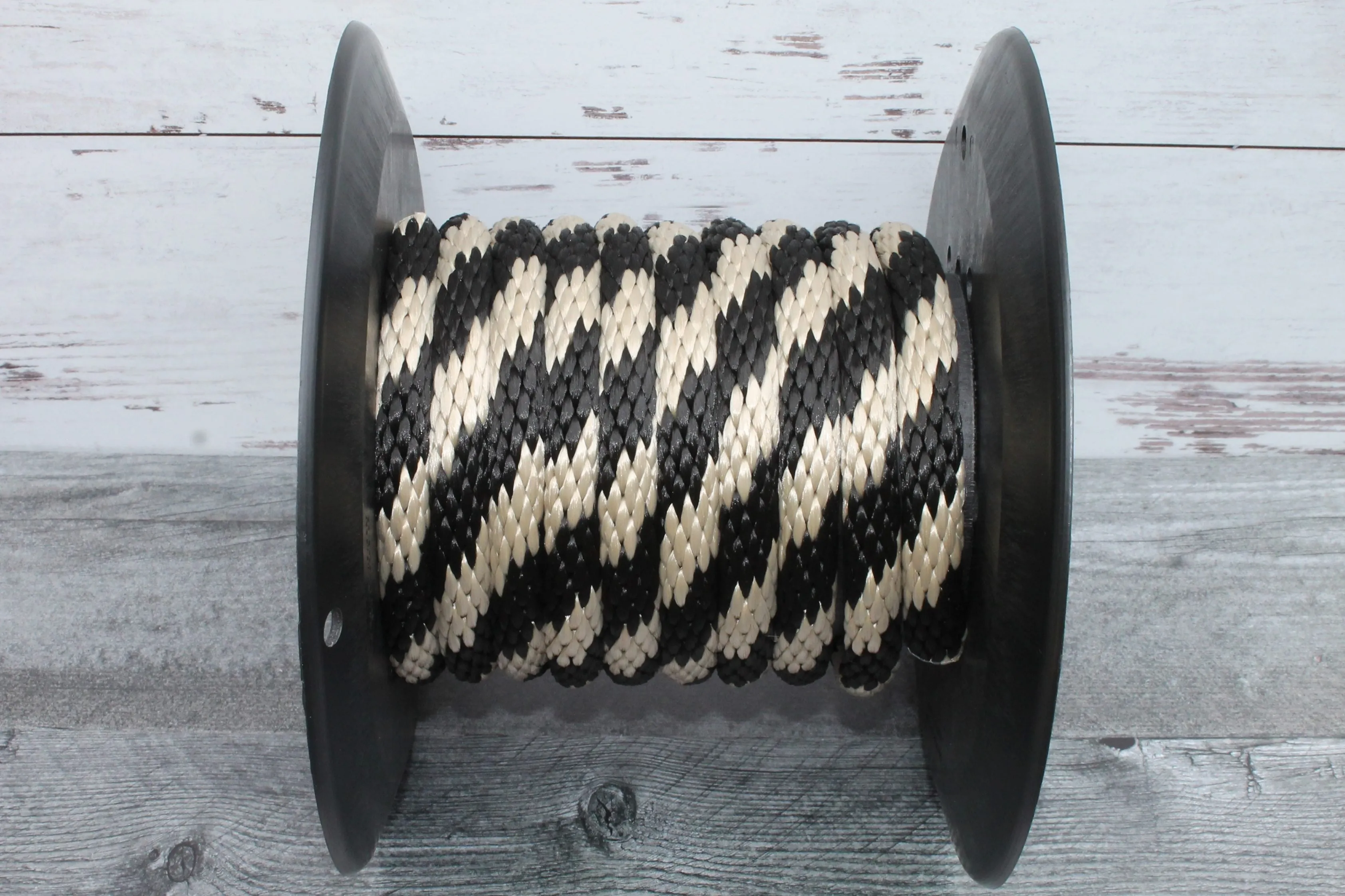 Black and Tan Solid Braided Multifilament Polypropylene Rope