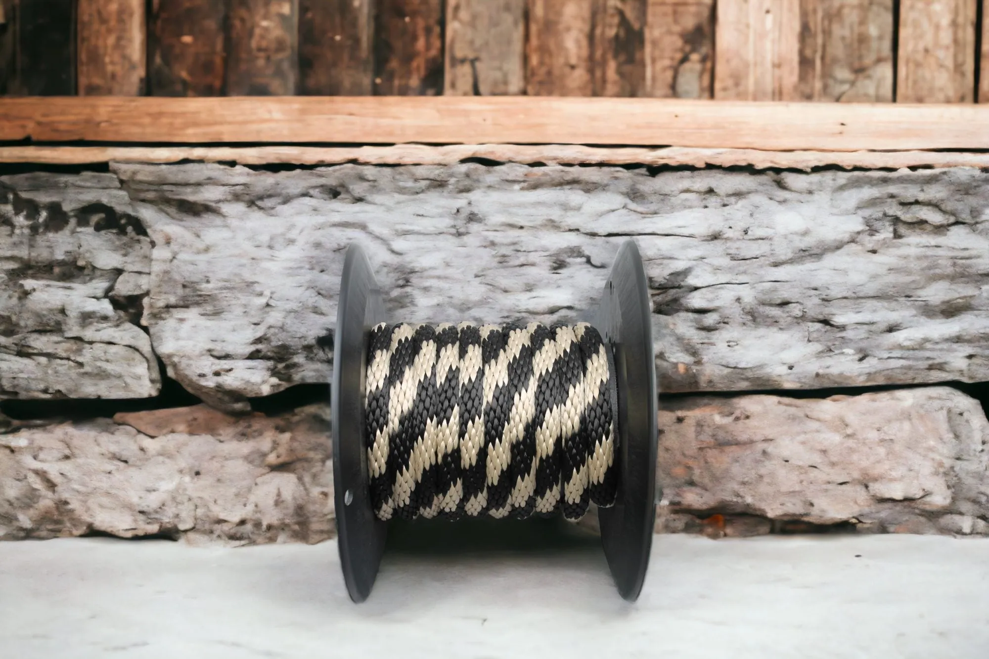 Black and Tan Solid Braided Multifilament Polypropylene Rope