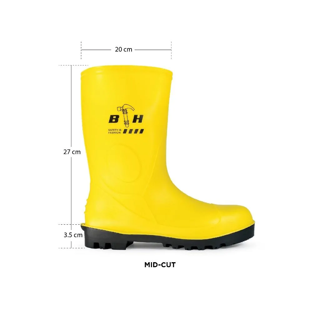 Black Hammer Safety Rain Boots 27cm with Steel Toe Cap and Steel Midsole BH(LL1)