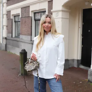 Blouse broderie kraag ecru