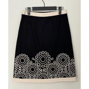 Boden Womens A-Line Embroidered Black And Cream Skirt Size 10