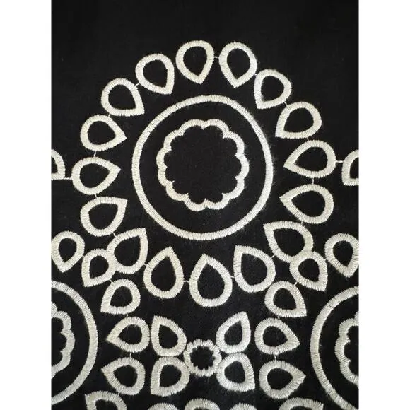 Boden Womens A-Line Embroidered Black And Cream Skirt Size 10