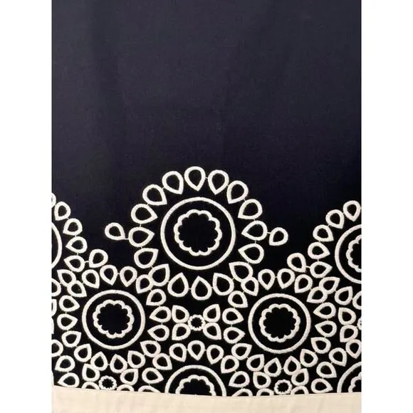 Boden Womens A-Line Embroidered Black And Cream Skirt Size 10