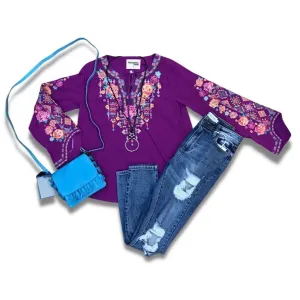 Boho Embroidery Top