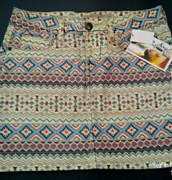 BohoTribal Skirt|Mini Yellow Skirt|Aztec Skirt