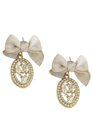 Bow Pearl Clip On Earrings