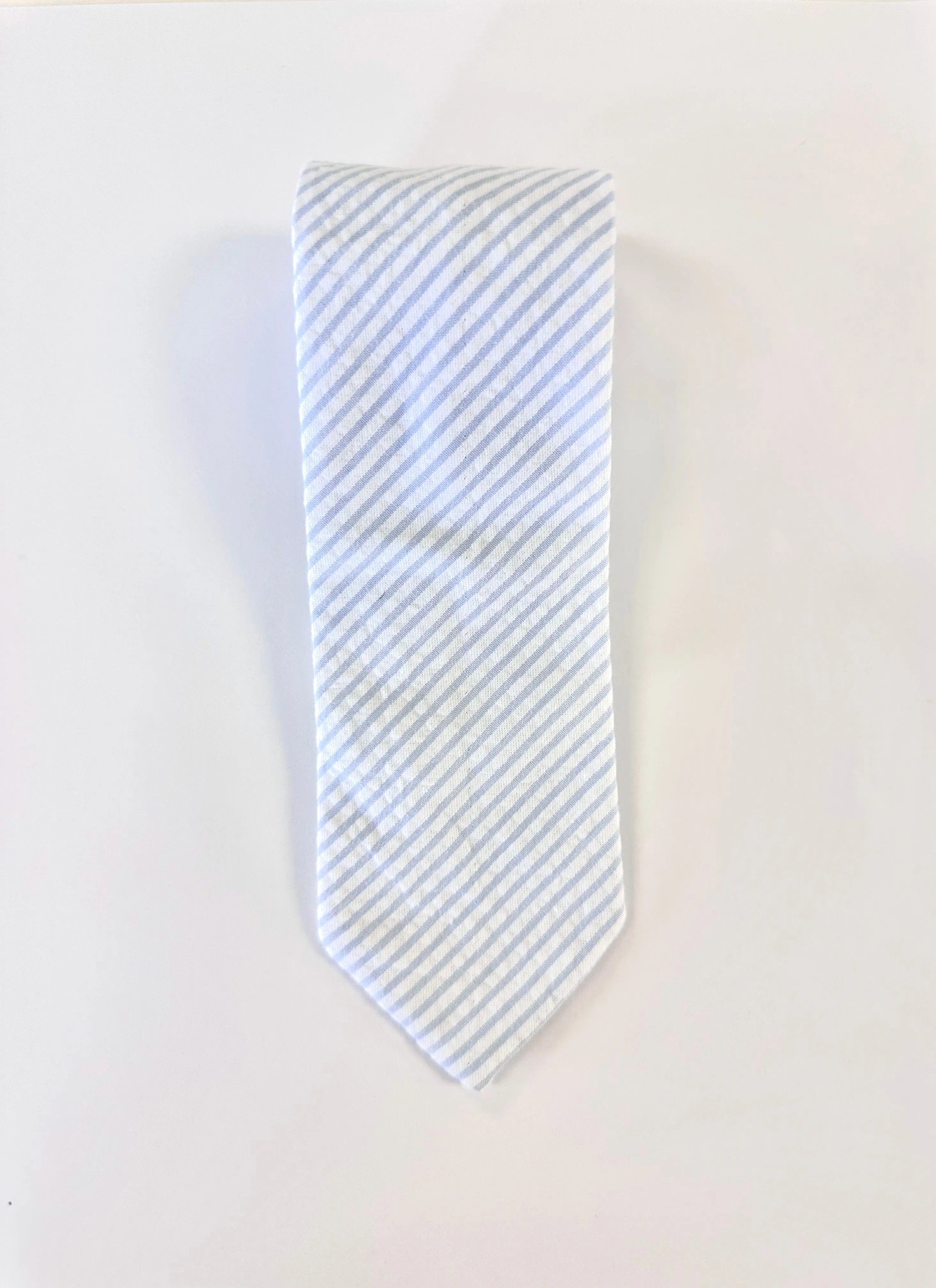 Boy's Tie -- Blue Seersucker Stripe