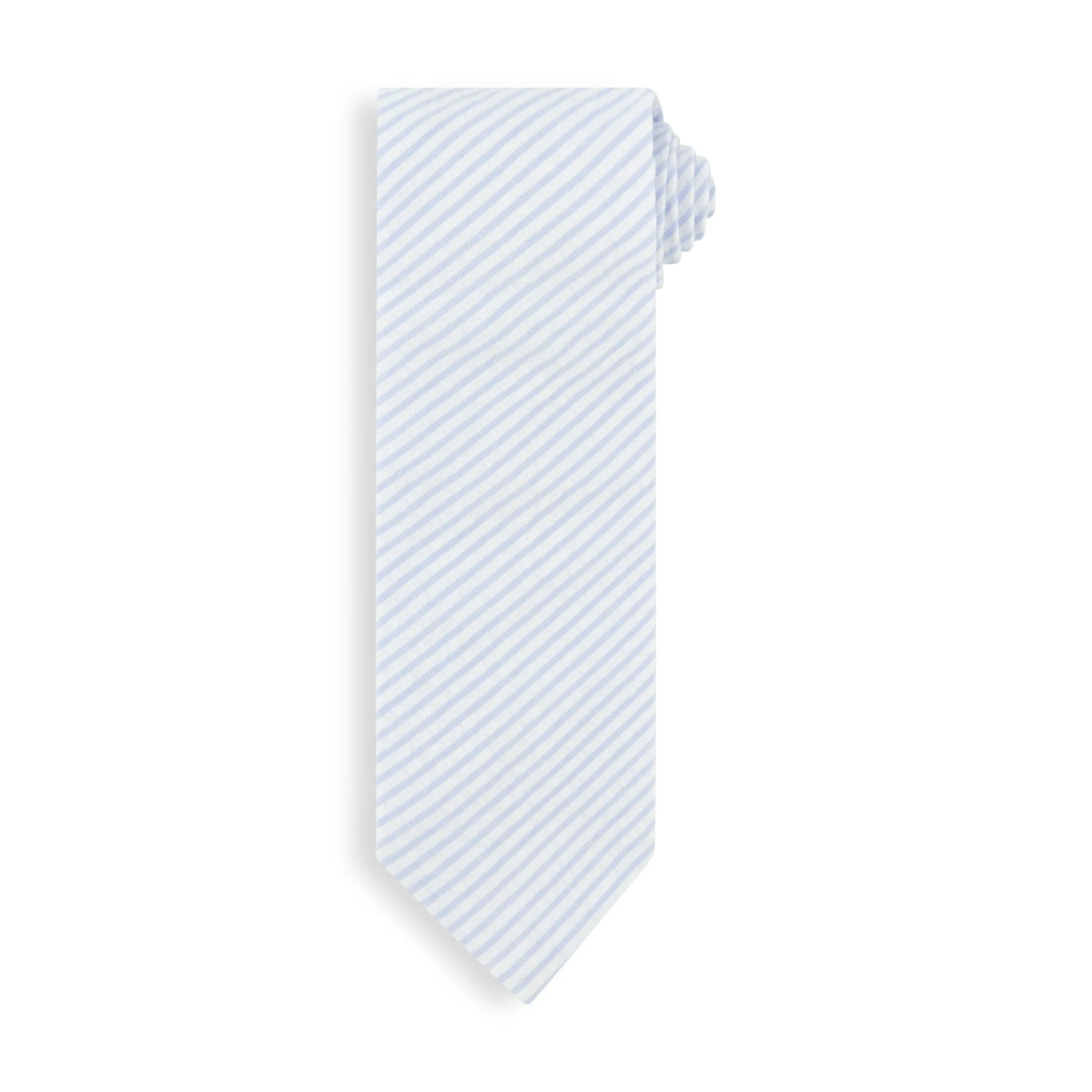 Boy's Tie -- Blue Seersucker Stripe
