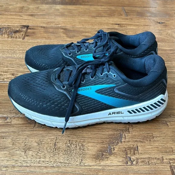 Brooks Ariel 20 Cushioned Running Shoes Black Ebony Blue Women's Size 10.5