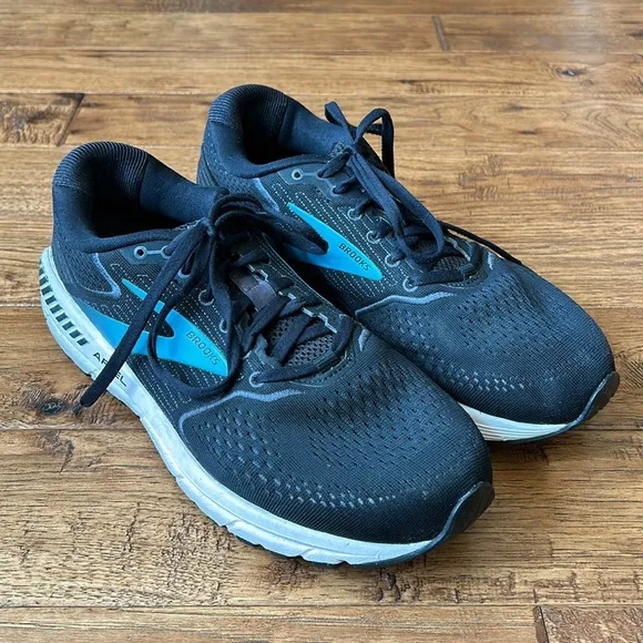 Brooks Ariel 20 Cushioned Running Shoes Black Ebony Blue Women's Size 10.5