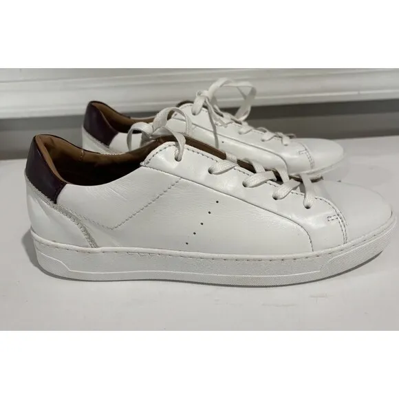 Bruno Magli Mens Lace Up Round Toe Low Top Sneakers White Leather Size 7