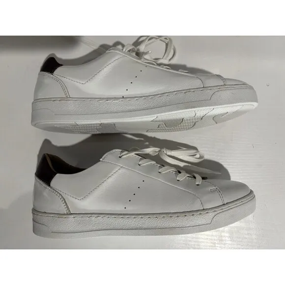 Bruno Magli Mens Lace Up Round Toe Low Top Sneakers White Leather Size 7