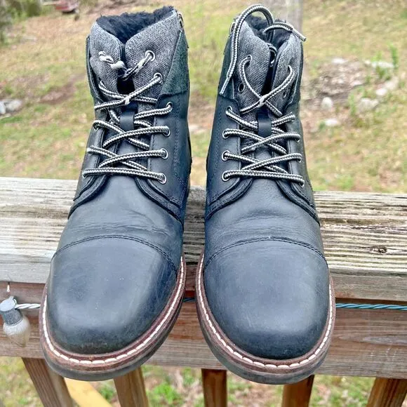 BUCKLE OUTPOST MAKERS BLACK LEATHER EVERET BOOTS SIZE 10.5