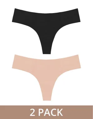 Bye Bra - Invisible Thong - String 2 pack - Nude En Zwart