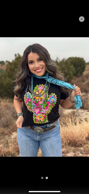 Callie Ann Stelter Pink Floral Cactus Tee