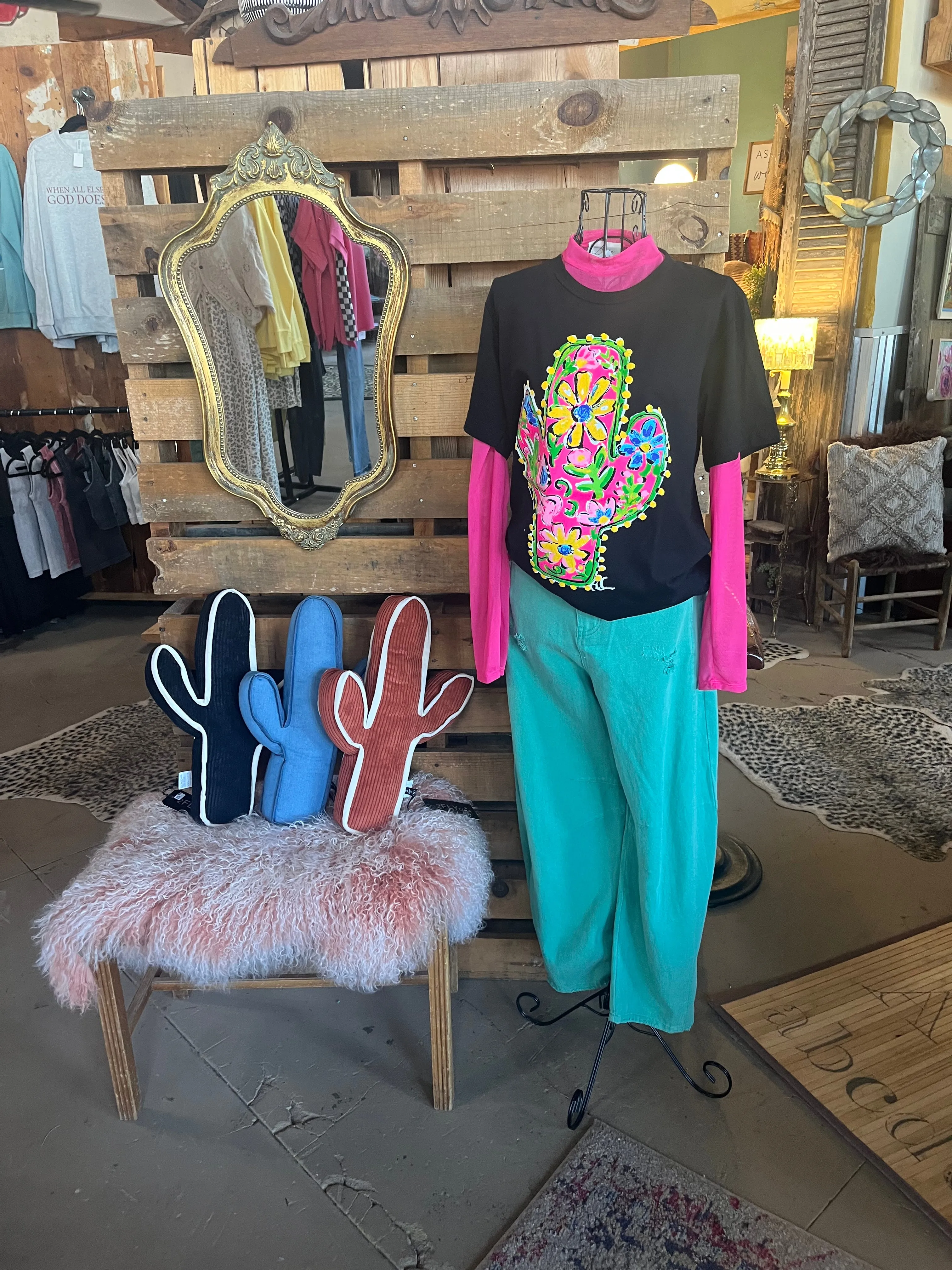 Callie Ann Stelter Pink Floral Cactus Tee