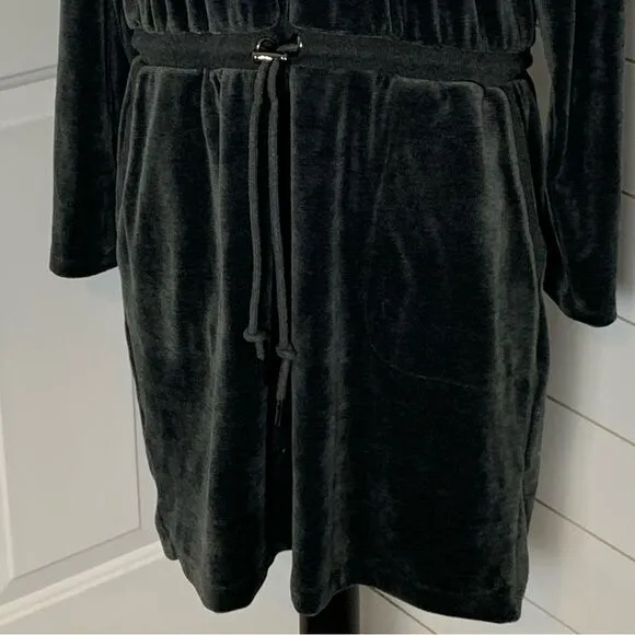 CALVIN KLEIN Womens Gray Drawstring-waist Long Sleeve Short Party Sheath Dress