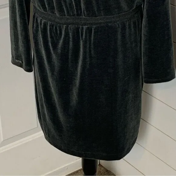 CALVIN KLEIN Womens Gray Drawstring-waist Long Sleeve Short Party Sheath Dress