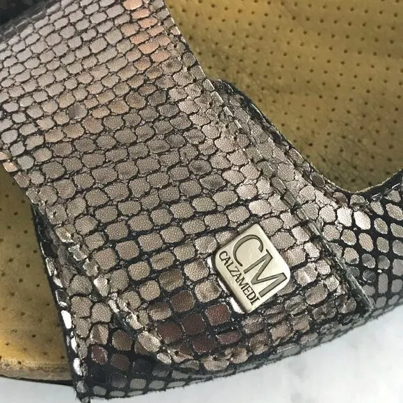 CALZAMEDI SPAIN Metallic Leather Orthopedic Comfort Sandals