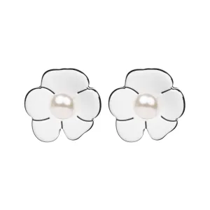 Camellia Pearl White Earrings