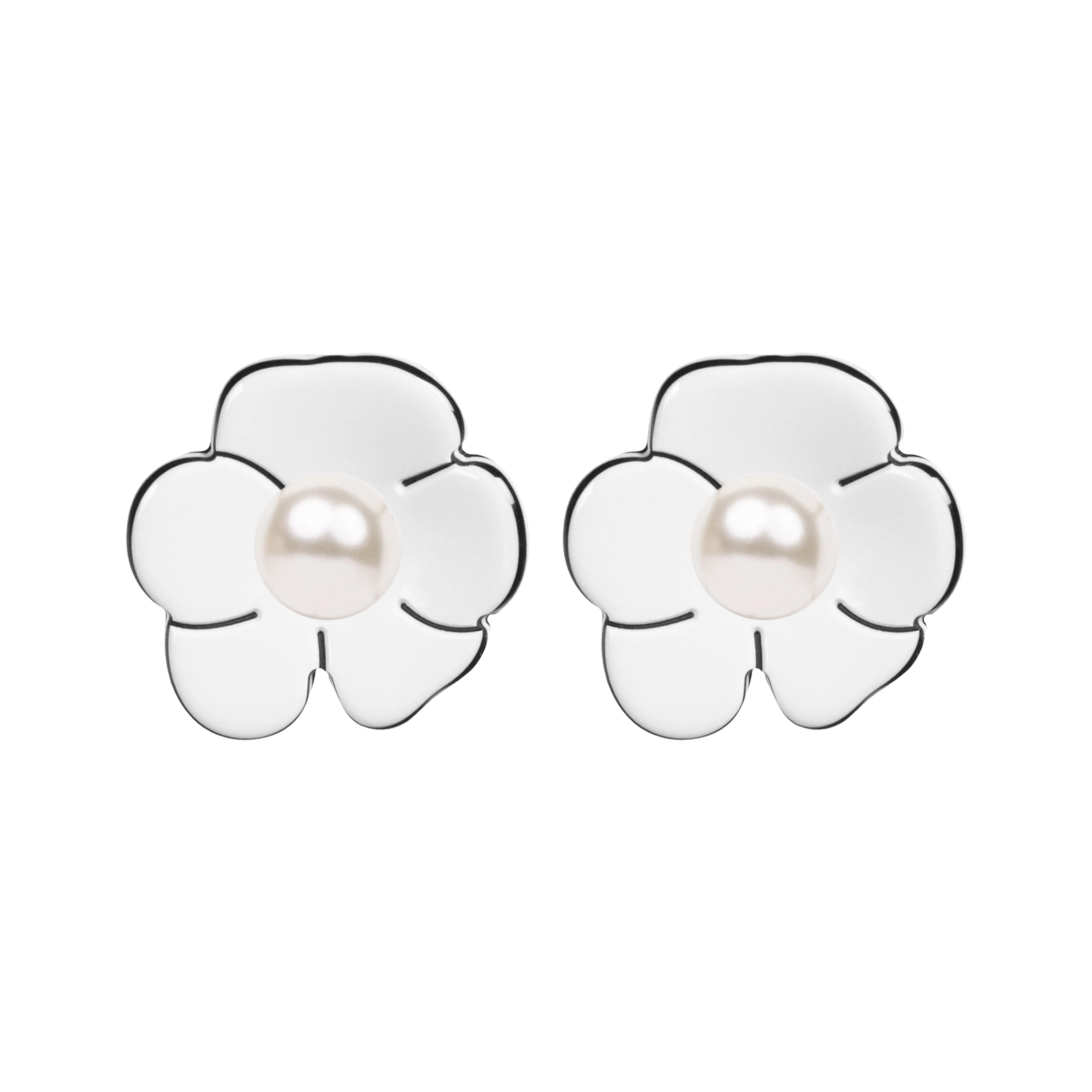 Camellia Pearl White Earrings