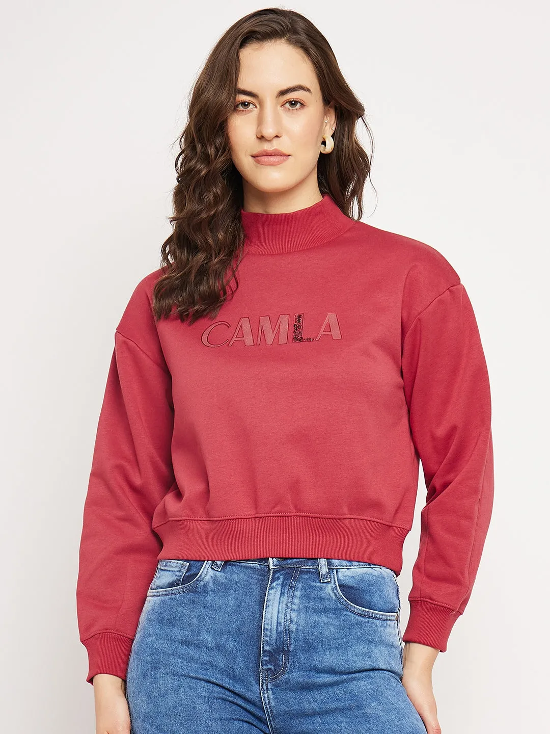 Camla Barcelona Logo Print Rust Red Sweatshirt