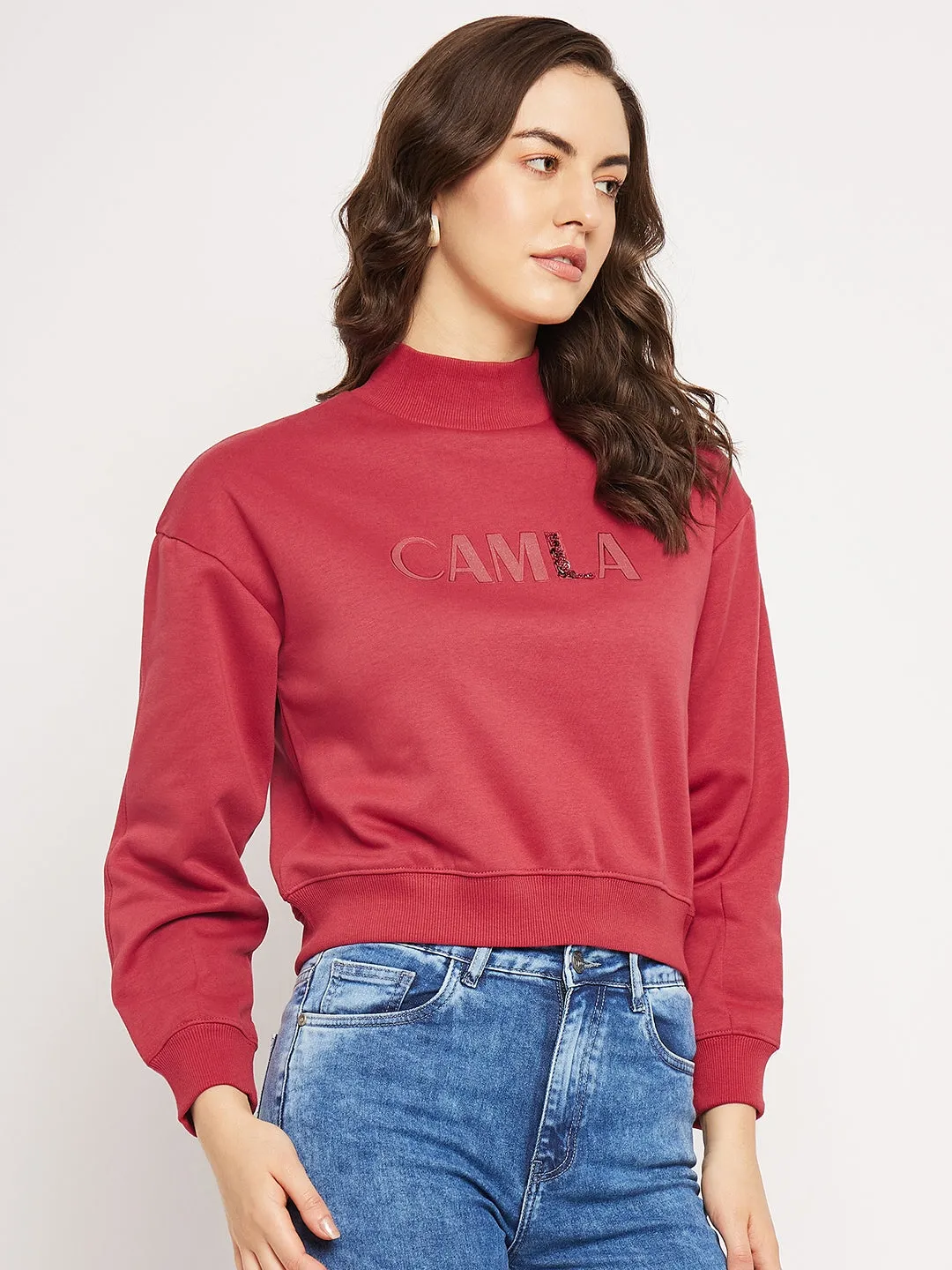 Camla Barcelona Logo Print Rust Red Sweatshirt