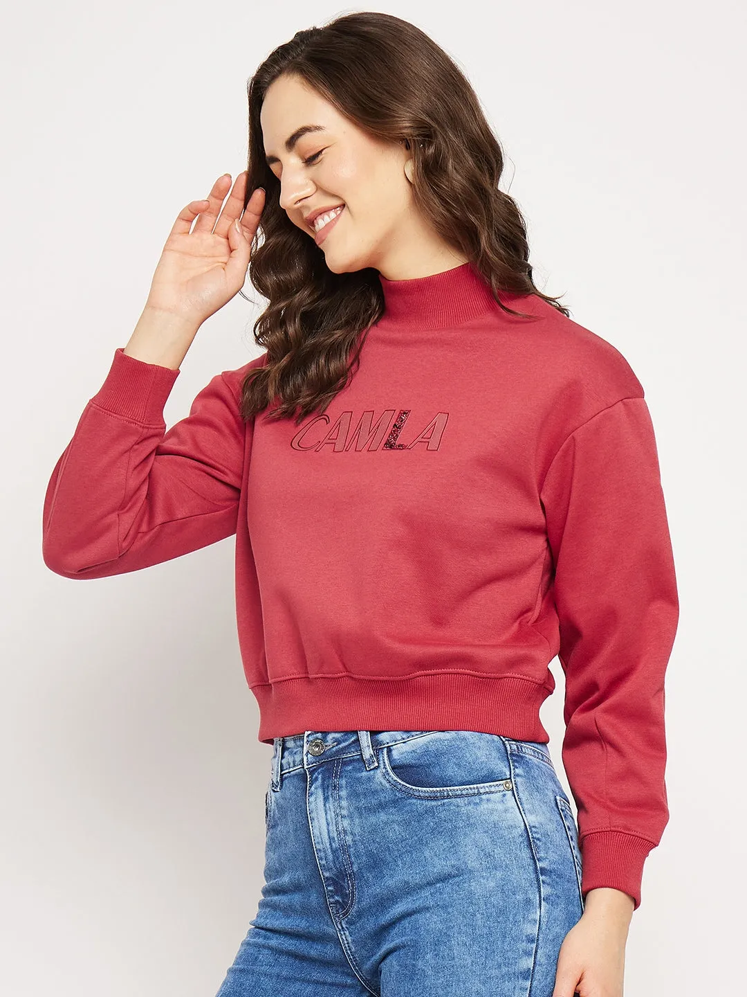 Camla Barcelona Logo Print Rust Red Sweatshirt