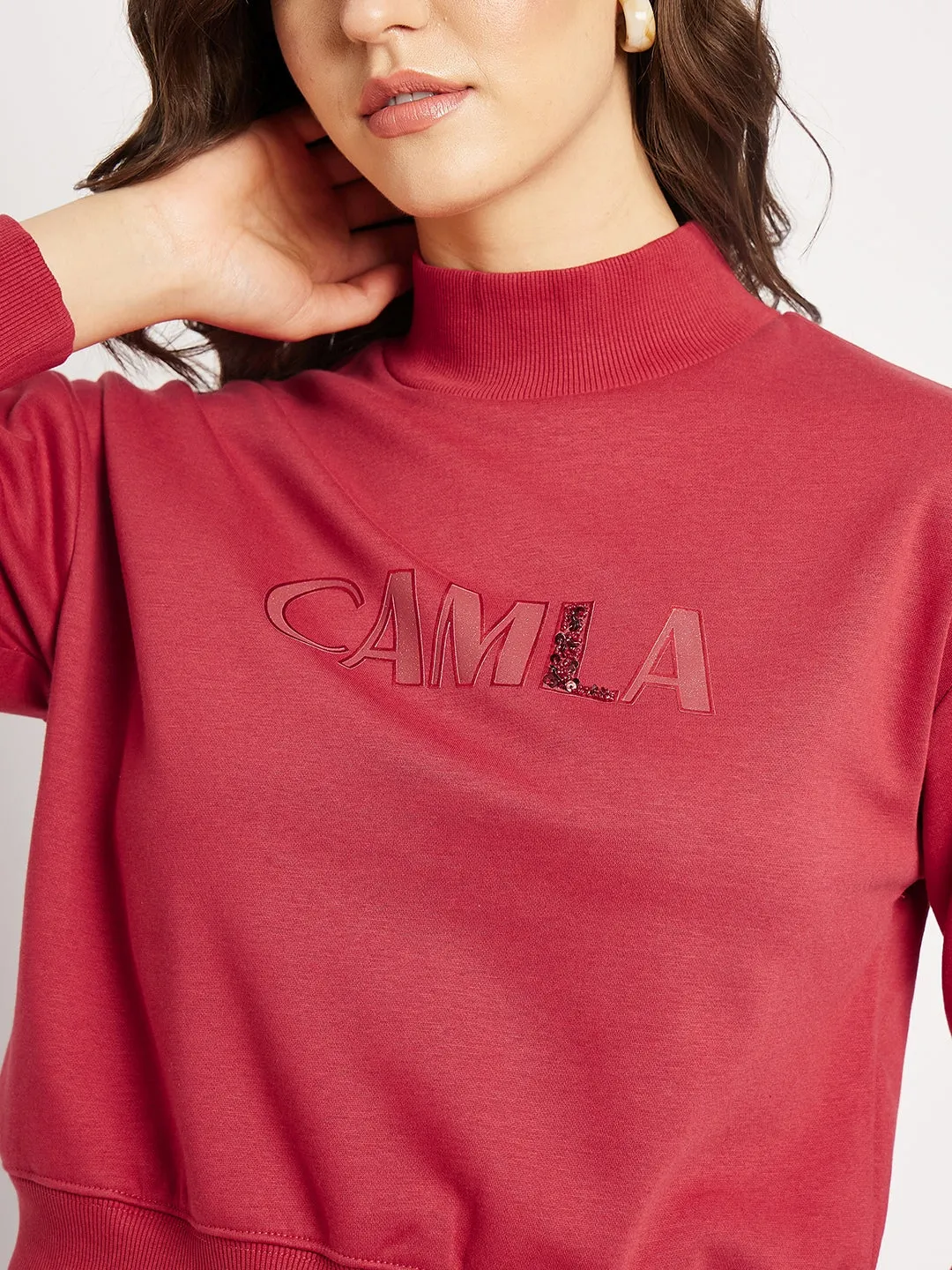 Camla Barcelona Logo Print Rust Red Sweatshirt