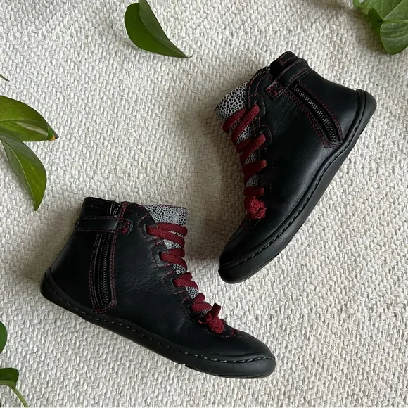 Camper Kids Peu Cami Leather Brown Ankle Boots