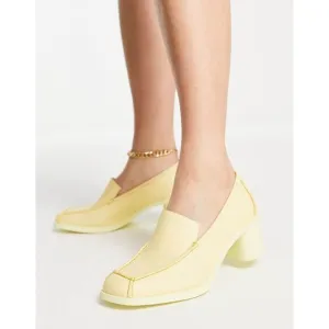 Camper Meda funky penny loafer block heeled mules butter pale yellow pumps 39