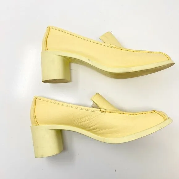 Camper Meda funky penny loafer block heeled mules butter pale yellow pumps 39