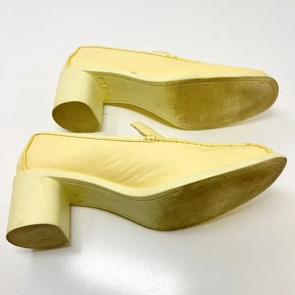 Camper Meda funky penny loafer block heeled mules butter pale yellow pumps 39