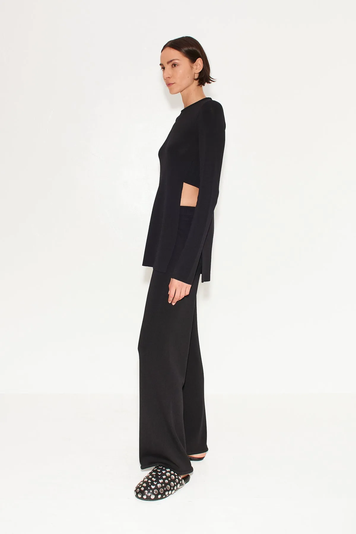 Canoga Long Sleeve Knit Top | Black