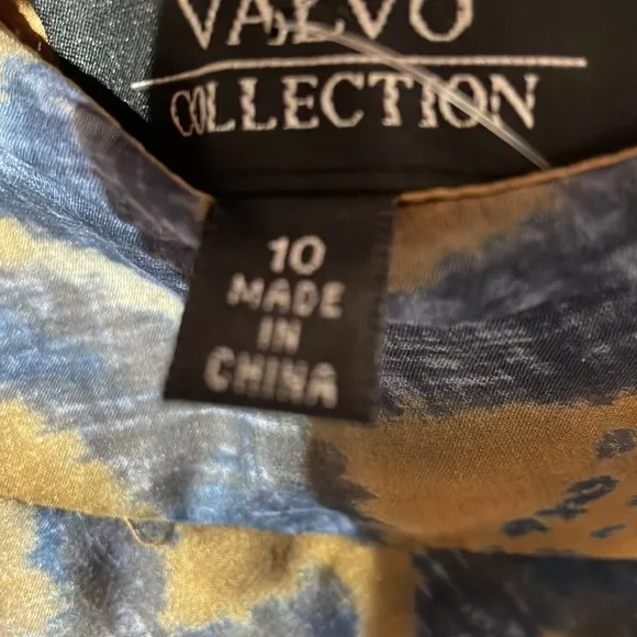 Carmen Marc Valvo 10 brown blue silk handkerchief hemline skirt 💯silk lined nwt