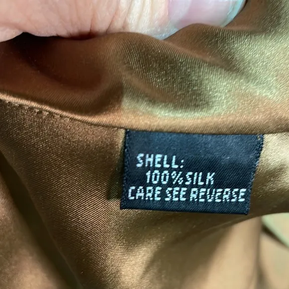 Carmen Marc Valvo 10 brown blue silk handkerchief hemline skirt 💯silk lined nwt